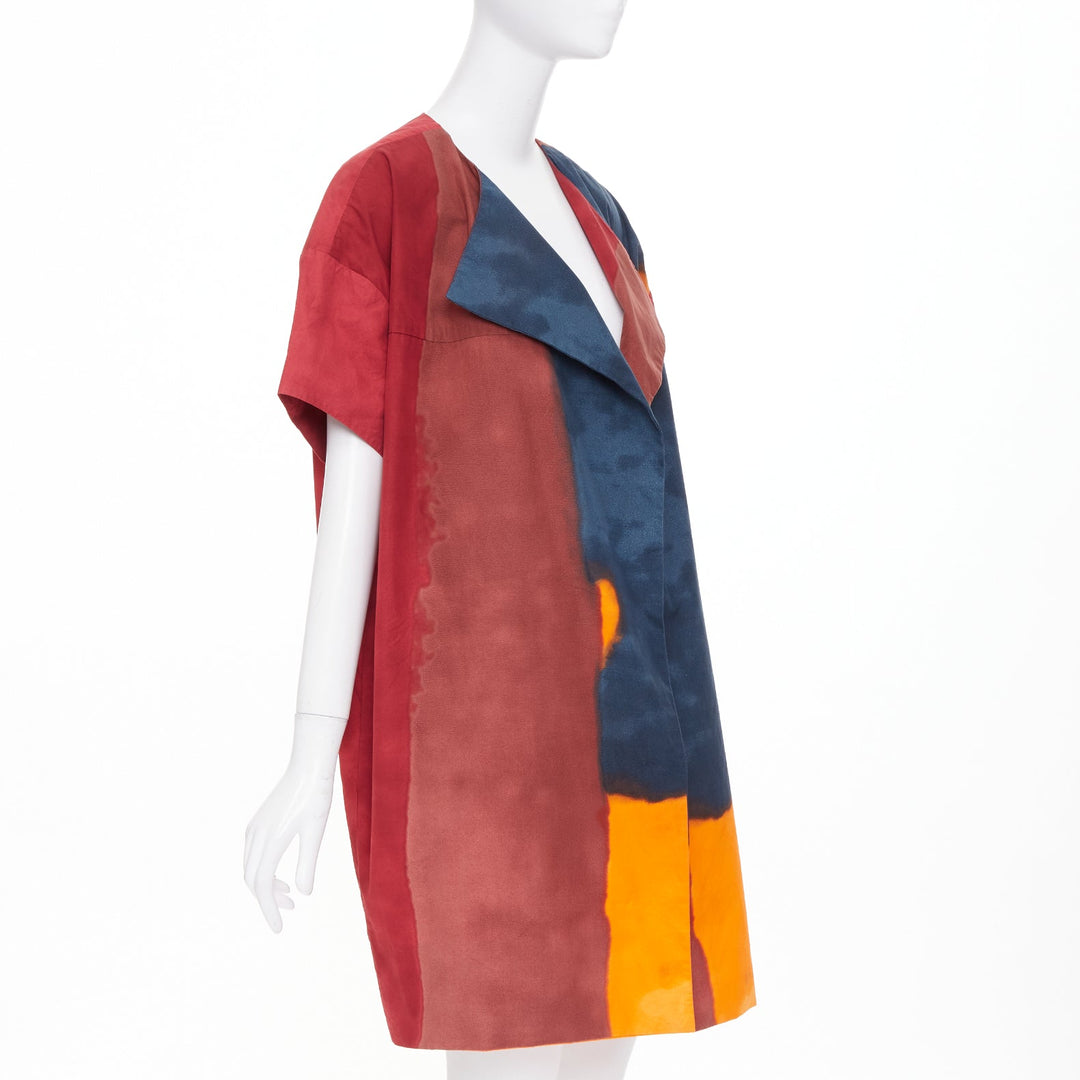 MARNI 2018 painterly abstract colorblock cotton poplin over coat  IT42 M