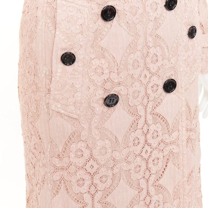 BURBERRY 2016 Kensington pink lace double breasted belted trench coat UK8 S