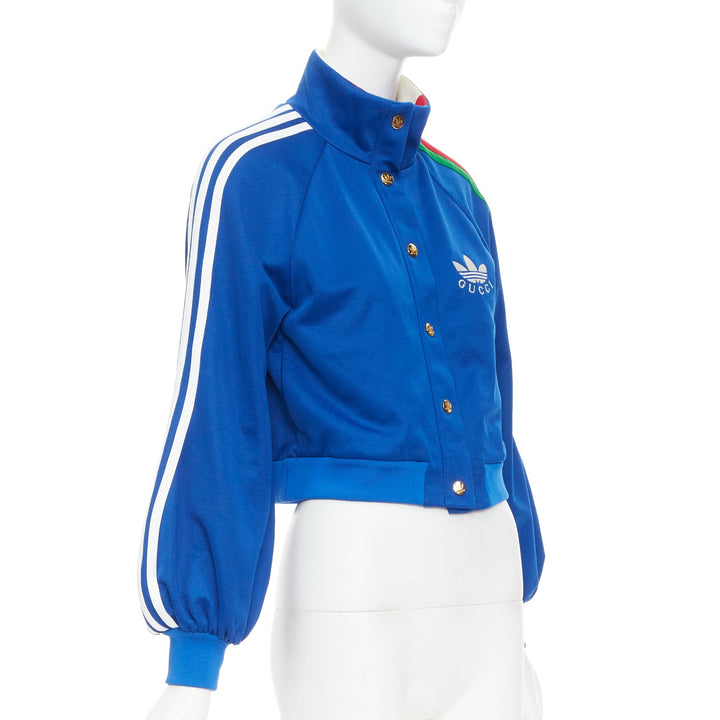 GUCCI Adidas 2022 Trefoil blue embroidery web trim logo track jacket XS