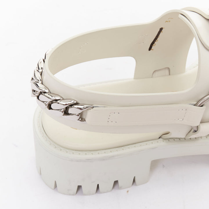 GUCCI Bria mystic white calf horsebit lug sole dad sandals EU37