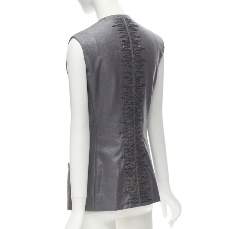 GIANNI VERSACE 1998 Vintage metallic silver lurex embroidered back vest