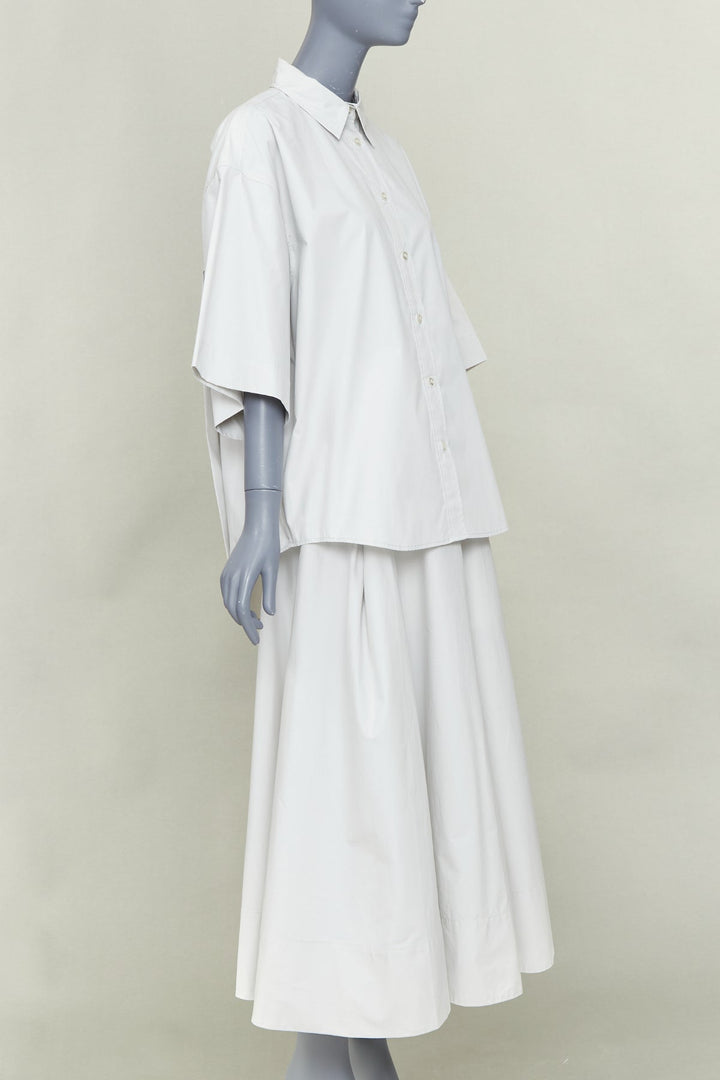 REMAIN Wind Chime light grey organic cotton oversized shirt skirt set FR36 S