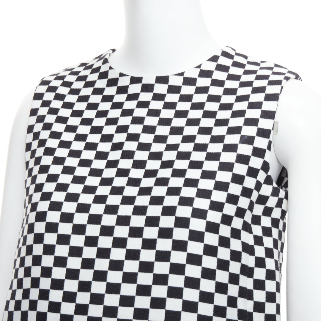 CHRISTIAN DIOR 2018 black white checkered logo mini shift dress FR34 XS