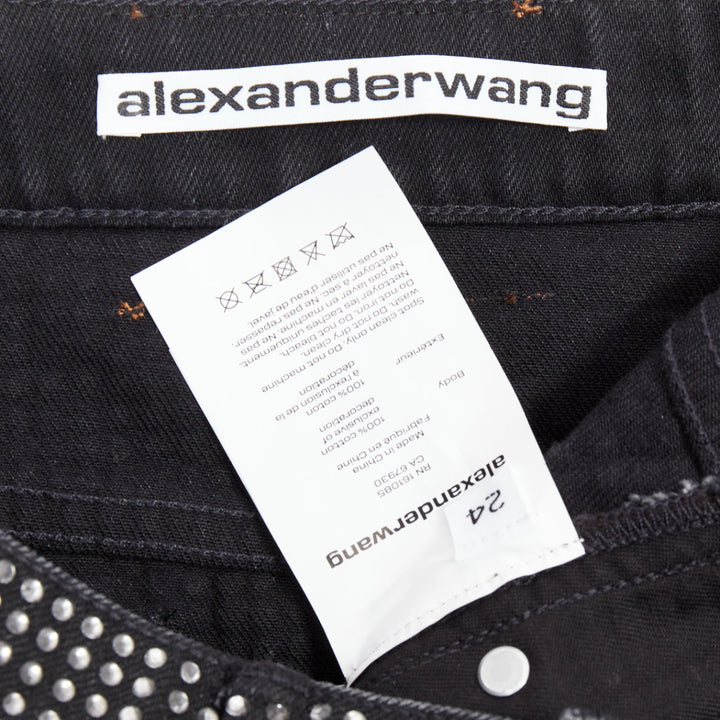 ALEXANDER WANG Hotfix black cotton allover crystal encrusted mini skirt 24"