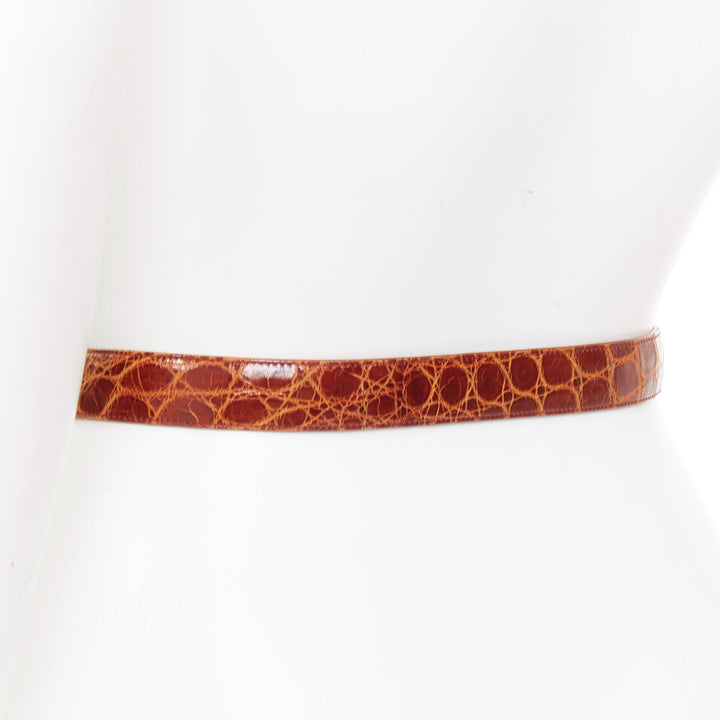 rare PATRICIA VON MUSULIN Vintage 1990s Heart Buckle scaled leather waist belt