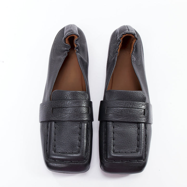 MARSELL Spatolona black square toe elastic back flat loafers EU38