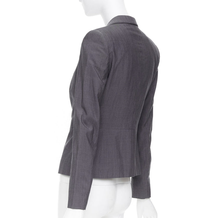 GUCCI Tom Ford 2004 Runway monogram lined grey silk wool single blazer IT38 XS