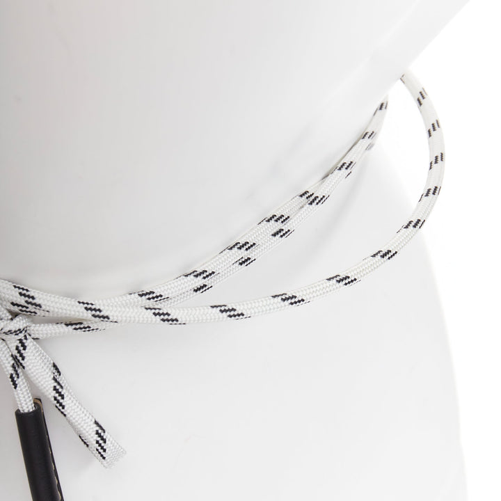 MARNI white black leather trim half wired rope tie wrap belt