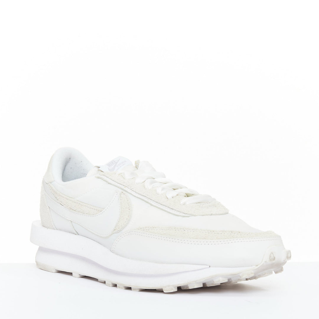 SACAI 2020 LDWaffle white nylon cream leather double swoosh sneakers EU43
