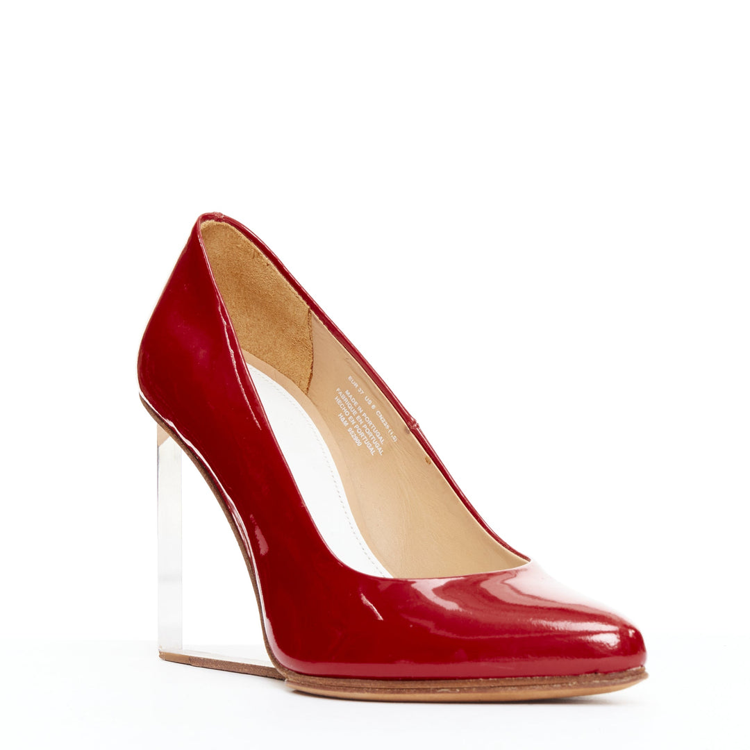 MAISON MARGIELA H&M Invisible red patent leather perspex clear heel pumps EU37