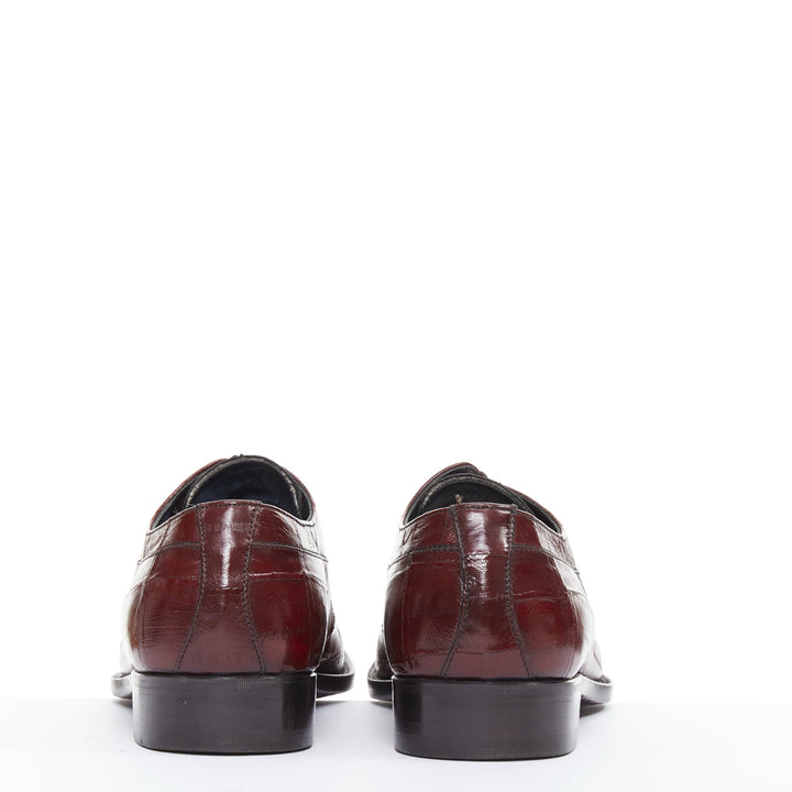 DOLCE GABBANA burgundy leather curled toe brogue shoes UK6 EU40
