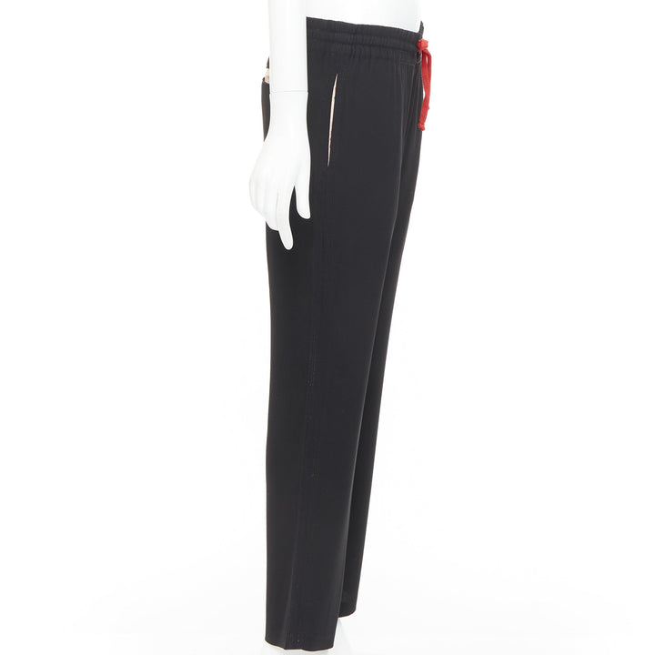 OLD CELINE Phoebe Philo black red drawstring nude facing cropped trousers FR36 S