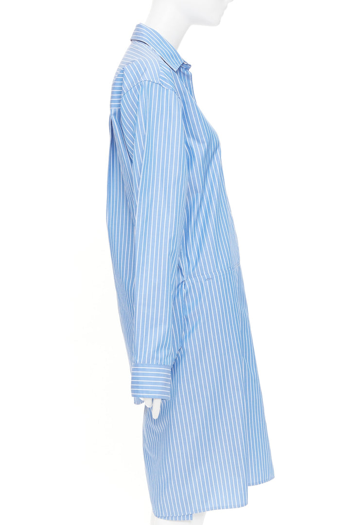 VETEMENTS 2016 Runway blue white striped cotton blend asymmetric shirt dress S