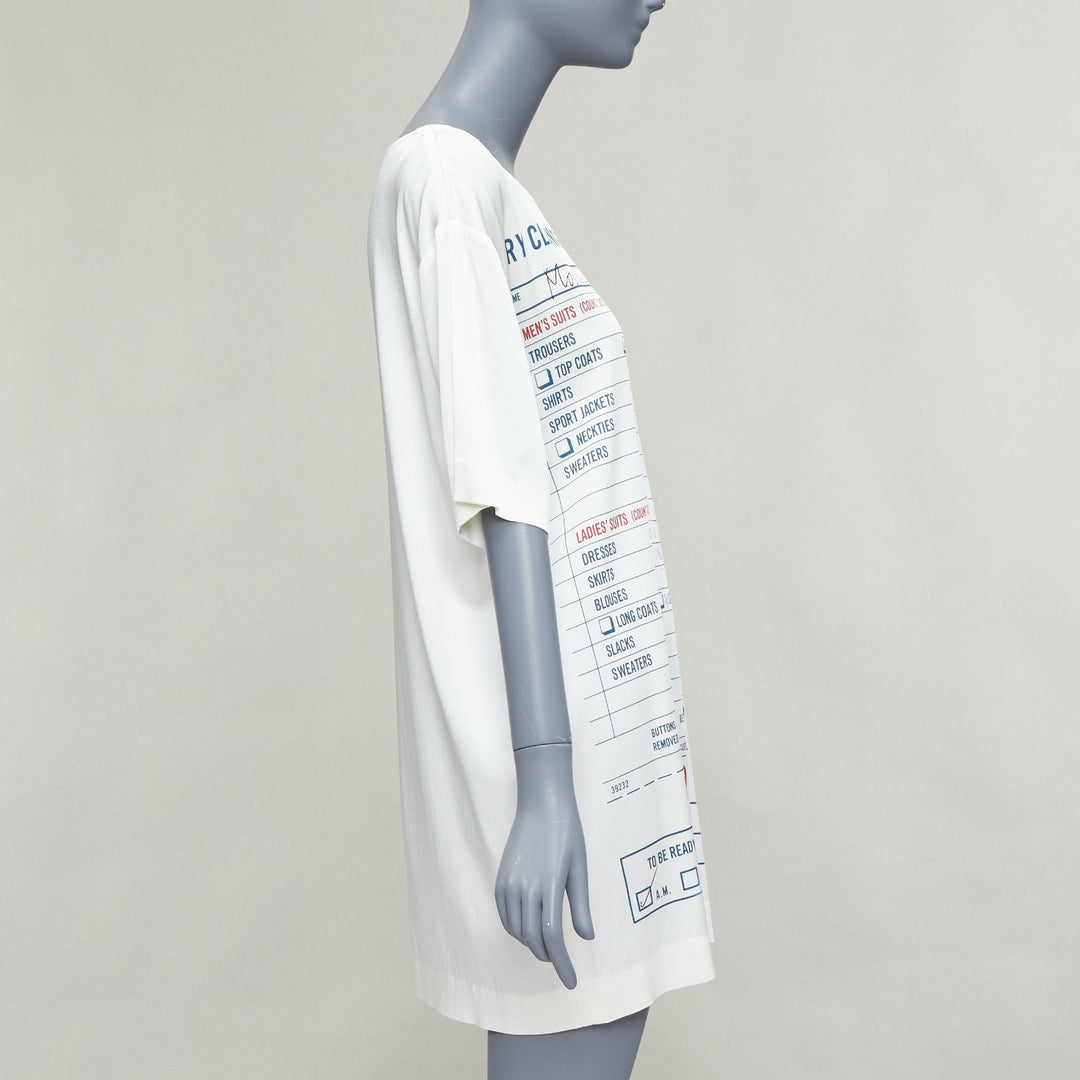 MOSCHINO Jeremy Scott Dry Cleaning Receipt print rayon tshirt dress IT38 XS