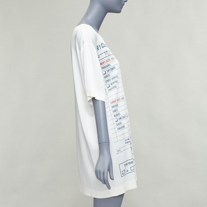 MOSCHINO Jeremy Scott Dry Cleaning Receipt print rayon tshirt dress IT38 XS