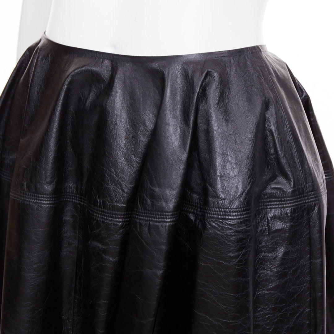 CELINE Phoebe Philo black light sheepskin leather topstitched skirt FR34 XS