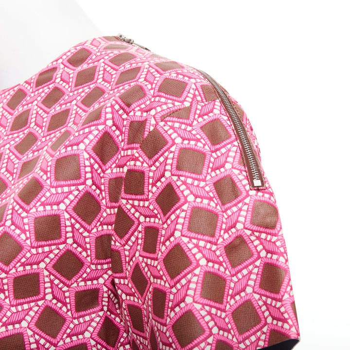 rare LOUIS VUITTON leather pink enlarged lattice lace print boxy top FR34 XS
