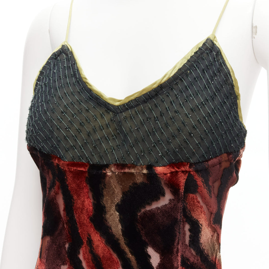 VOYAGE INVEST IN THE ORIGINAL LONDON red swirl velvet embroidered slip dress