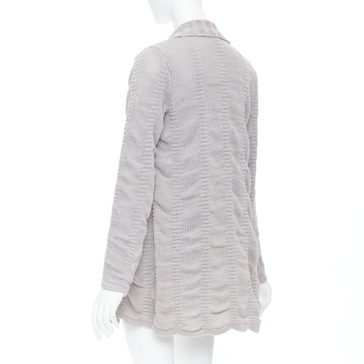 HELMUT LANG 100% linen light grey knit long sleeve open cardigan XS