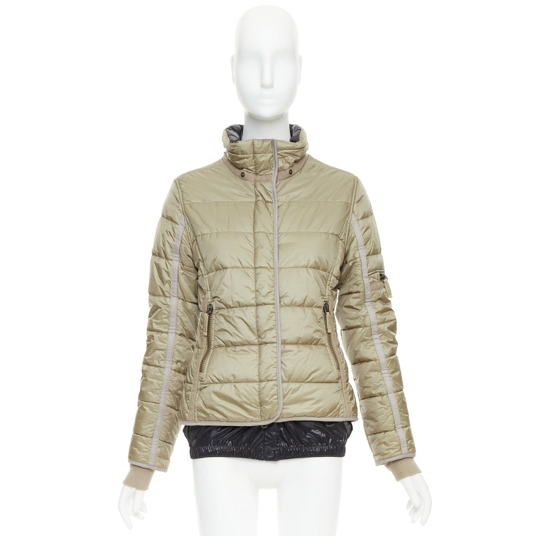FRAUENSCHUH Limited Edition handcrafted khaki nylon zip snow puffer jacket XS