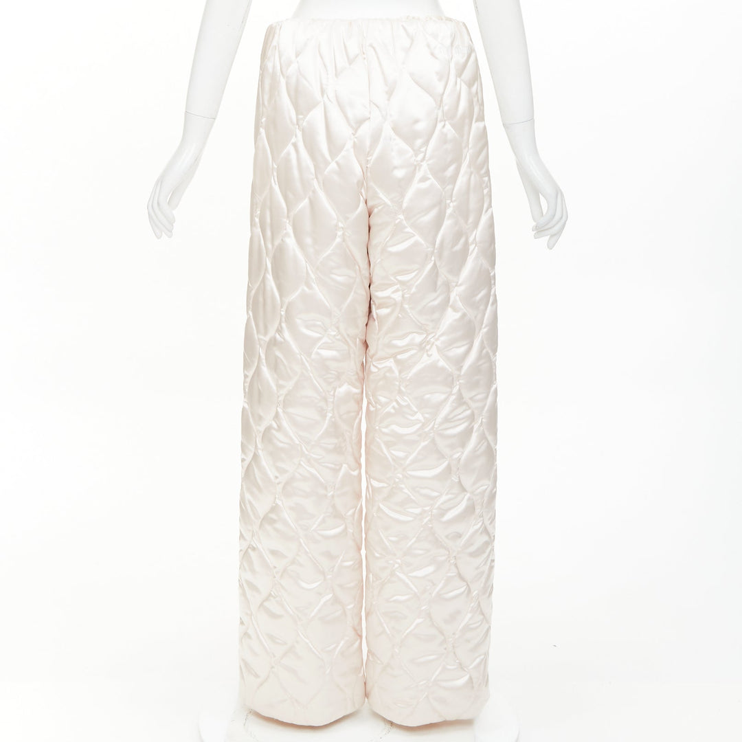 MIU MIU 2021 Runway Winter Pants off white quilted nylon wide pants IT38 XS