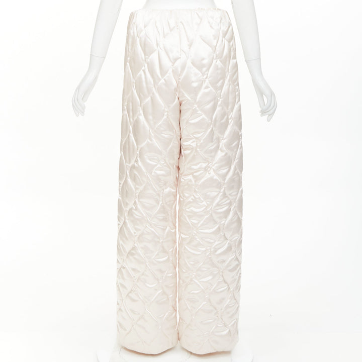 MIU MIU 2021 Runway Winter Pants off white quilted nylon wide pants IT38 XS