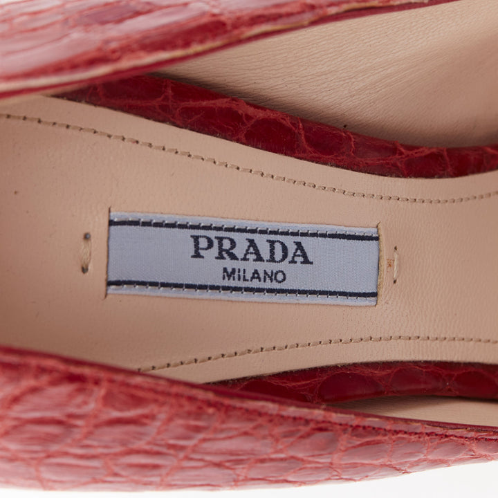 rare PRADA 2012 Runway 50s Hot Rod red croc red rocket flame heel pump EU36