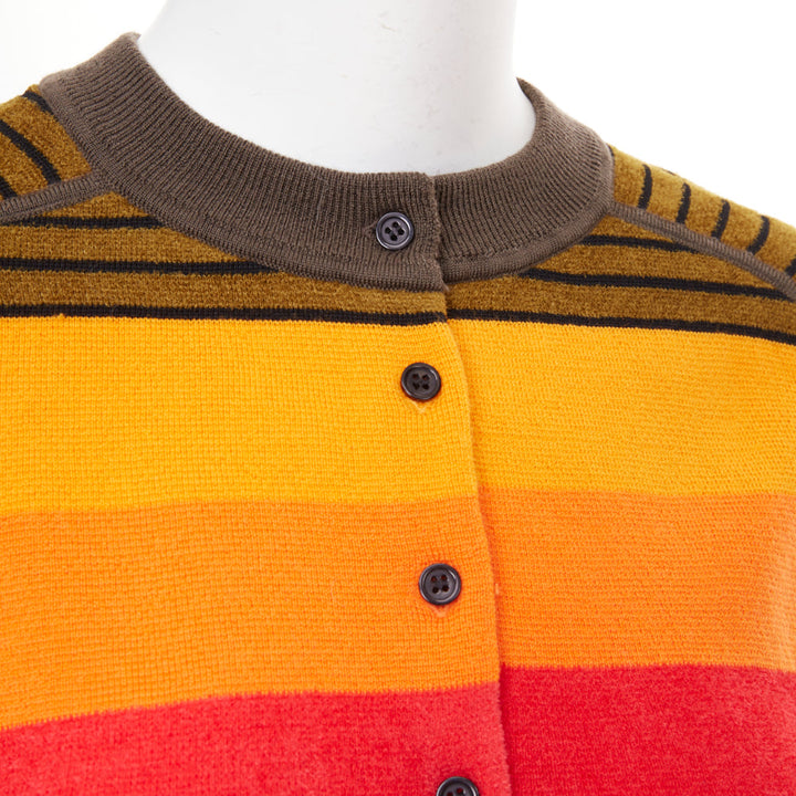 CHRISTOPHER JOHN ROGERS 014 multicolor wool blend rainbow striped cardigan XS