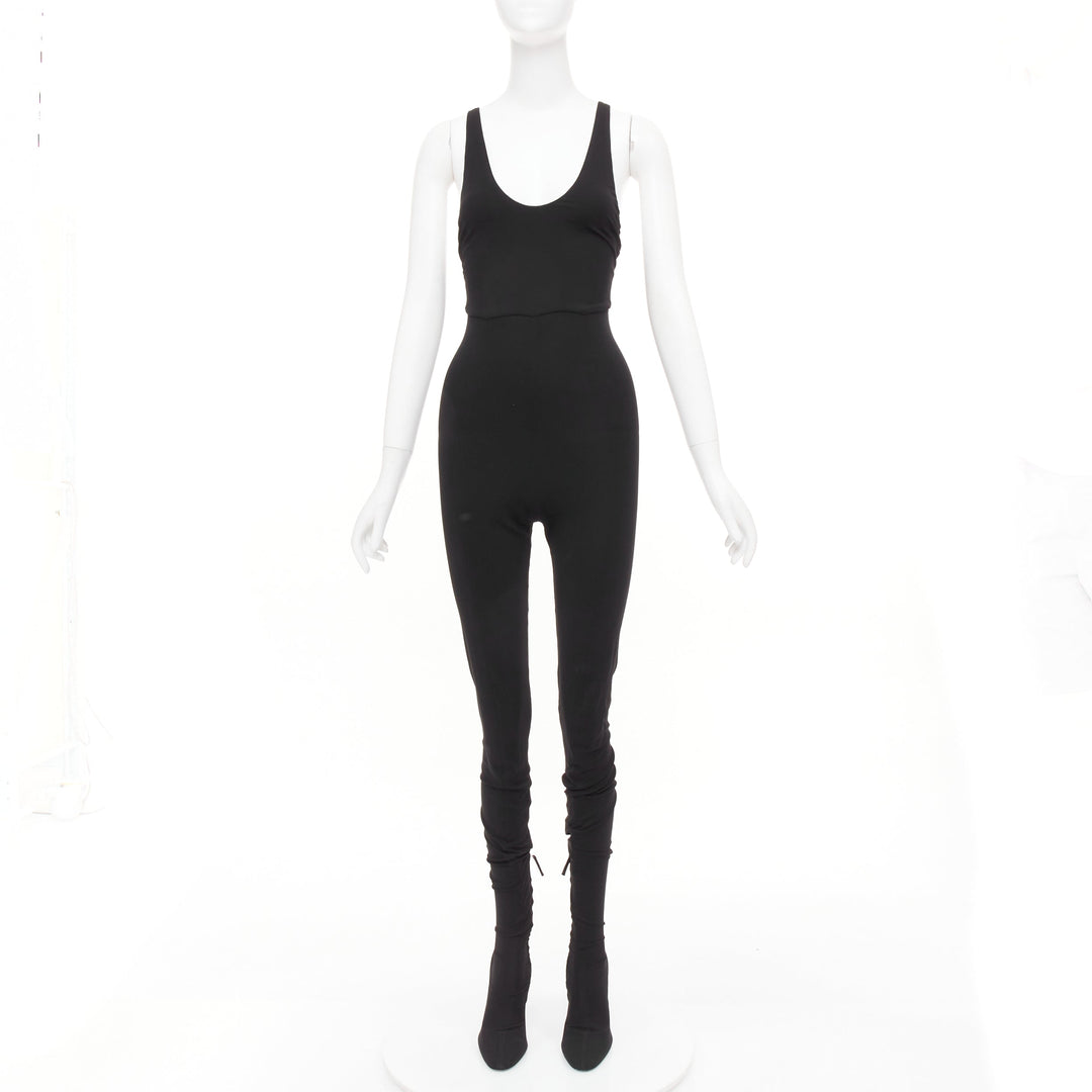 ALEXANDRE VAUTHIER COUTURE black tank jumpsuit pantashoes heel boots EU40