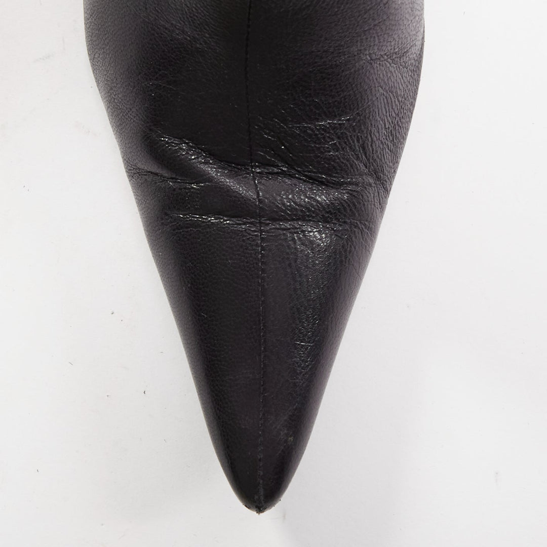 OLD CELINE Phoebe Philo black leather ankle bootie heels EU38.5