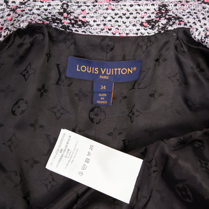 LOUIS VUITTON 2024 Monogram Preppy cream pink black velvet fitted blazer FR34 XS