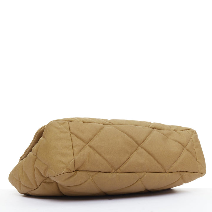 CHANEL 19 Large Flap Bag camel brown quilted canvas chain shoulder bag