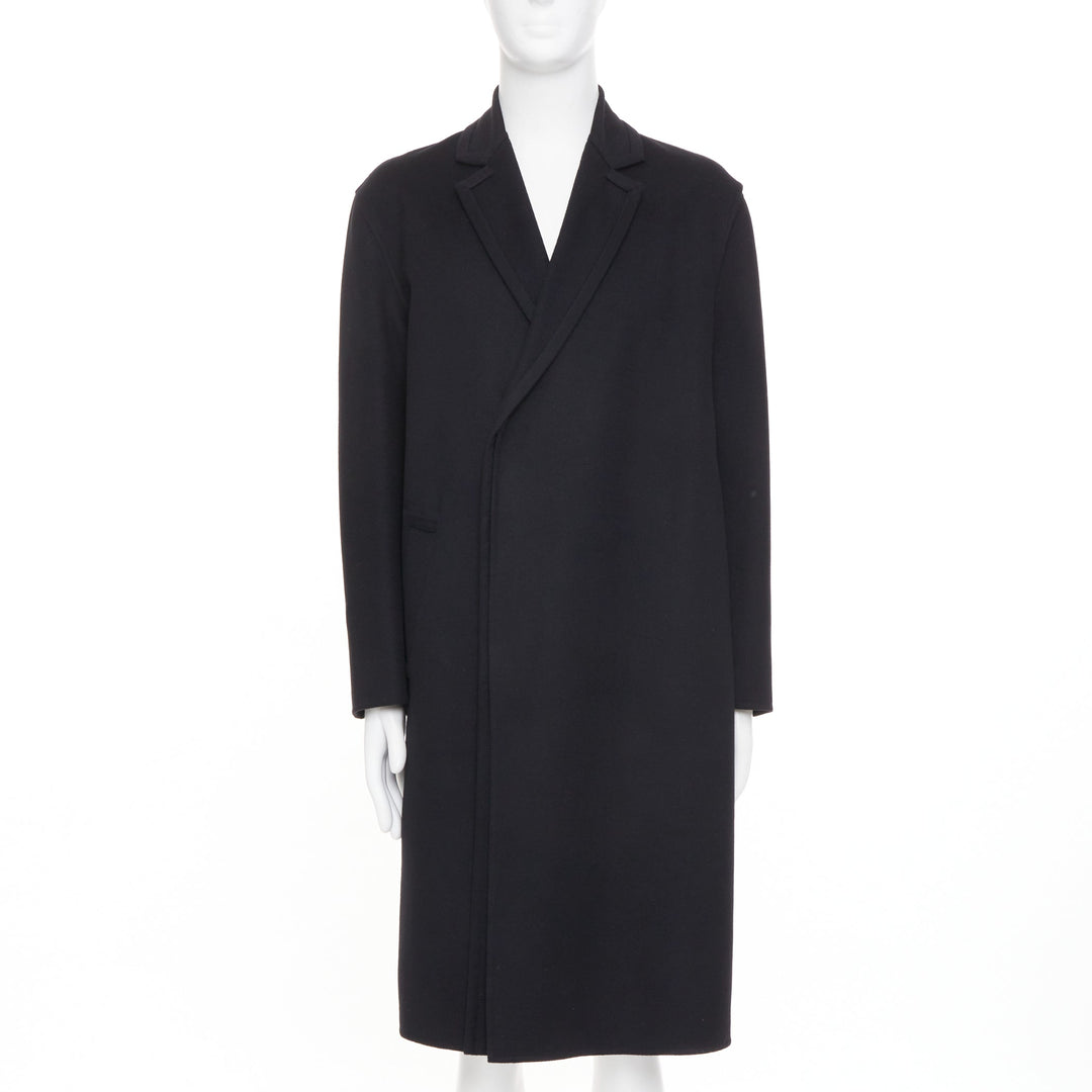 VALENTINO black virgin wool cashmere origami trims hidden closure coat IT44 XS