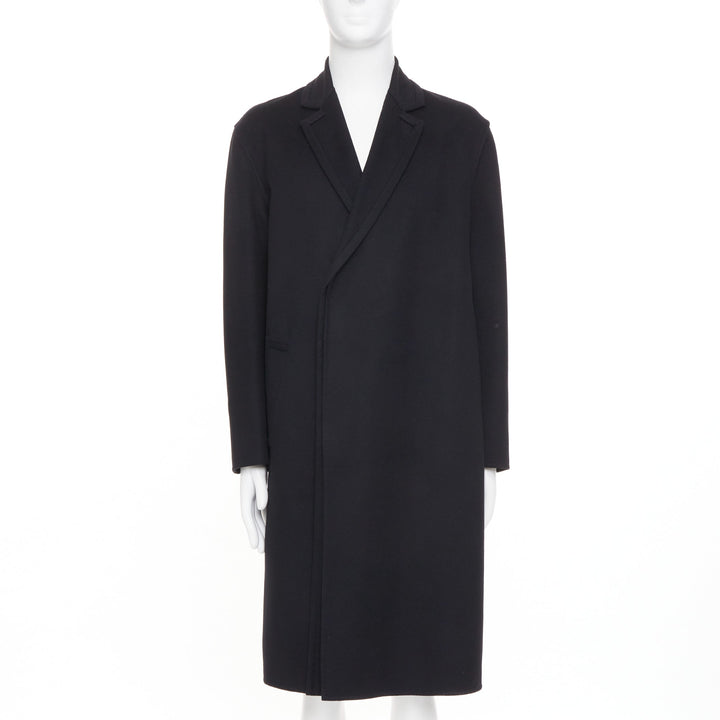VALENTINO black virgin wool cashmere origami trims hidden closure coat IT44 XS