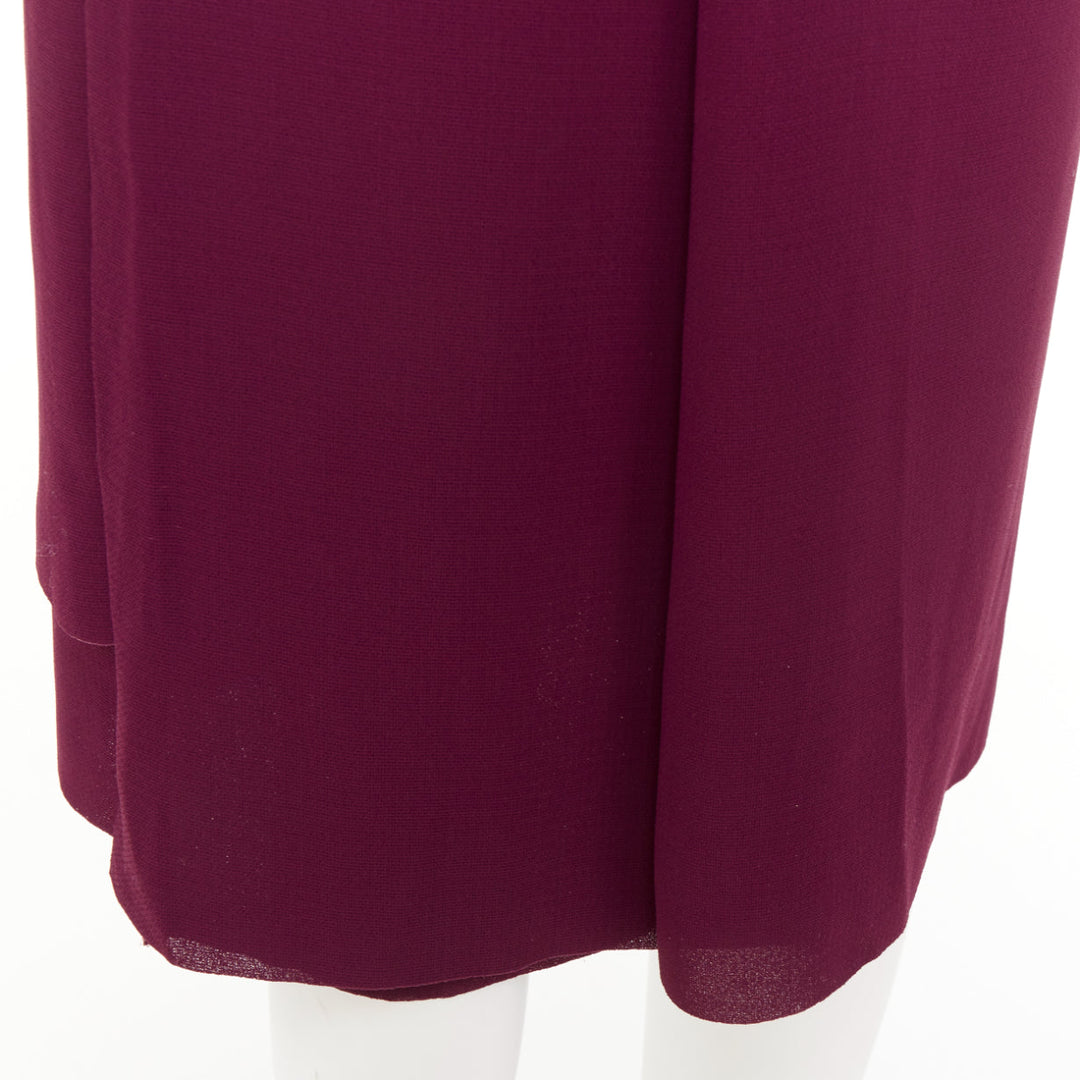 COMME DES GARCONS 1998 Vintage burgundy layered darted pleat self wrap skirt S