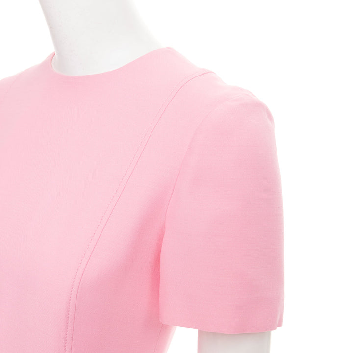 VALENTINO 2023 Crepe Couture pink virgin wool silk bow detail dress IT40 S