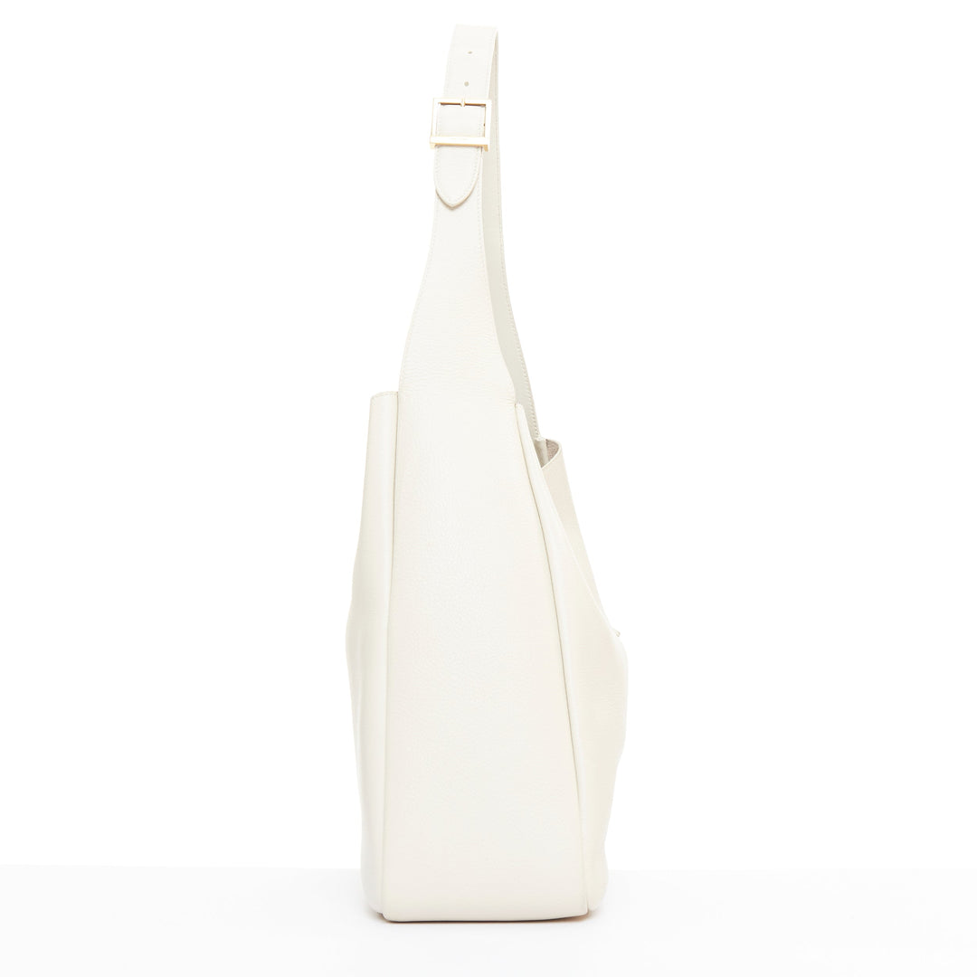 SAINT LAURENT 2024 Le 5 a 7 off white calfskin YSL logo Large hobo tote bag