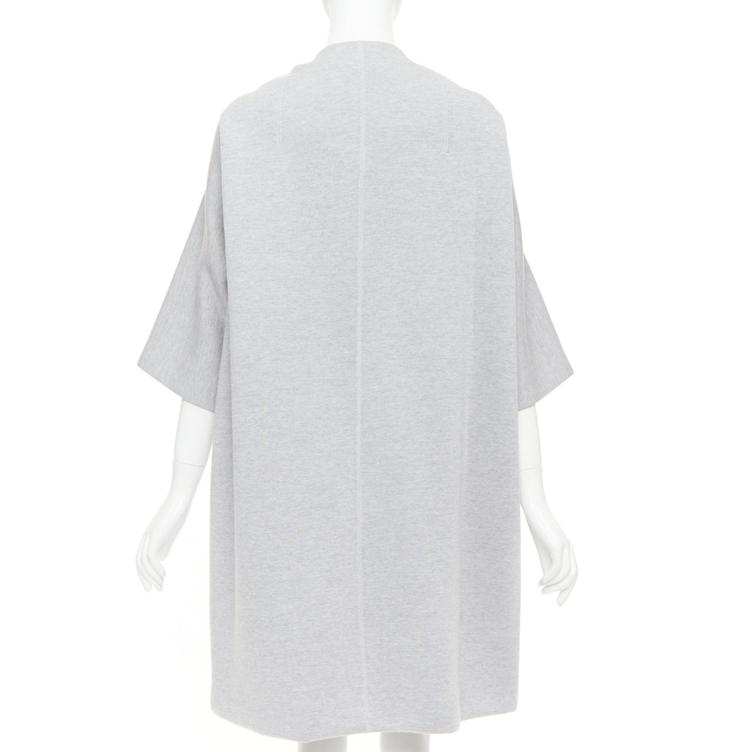 CHRISTIAN DIOR light grey virgin wool jersey cocoon half sleeve coat FR36 S