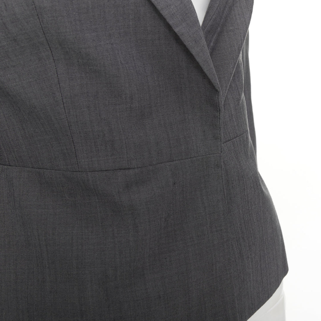 GUCCI Tom Ford 2004 Runway monogram lined grey silk wool single blazer IT38 XS