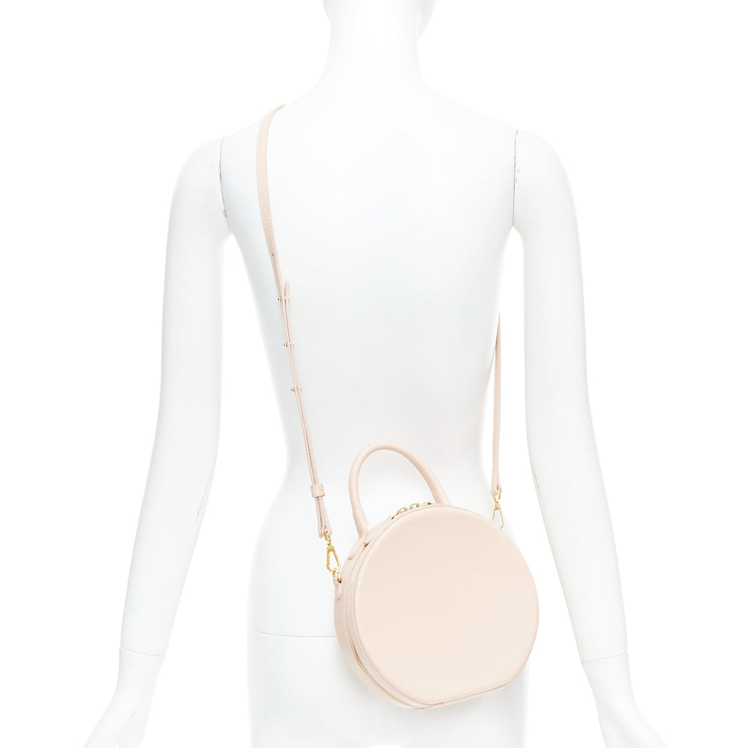 MANSUR GAVRIEL Circle light pink leather gold logo crossbody bag