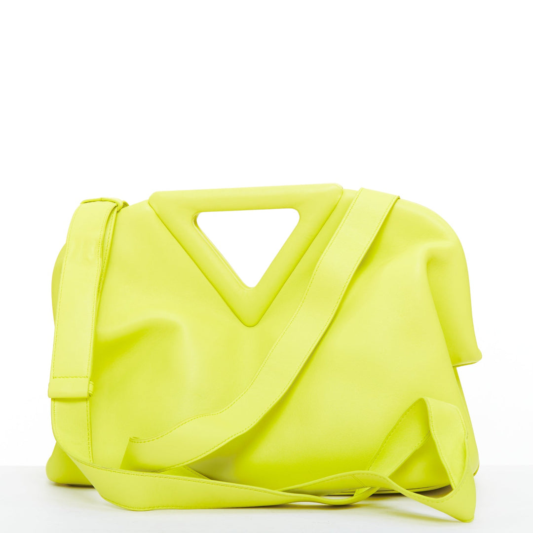 BOTTEGA VENETA Medium Point Seagrass yellow smooth leather triangle handle bag