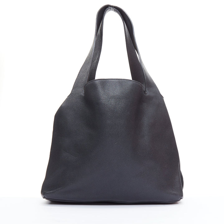 THE ROW black pebbled leather gold stud minimal hobo tote bag