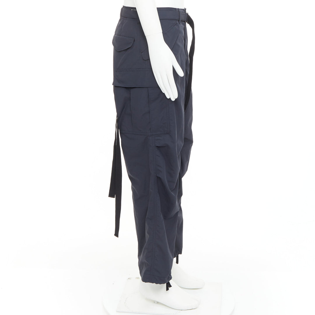 SACAI 2024 black nylon belted pocketed strapped cargo pocket pants JP2 M