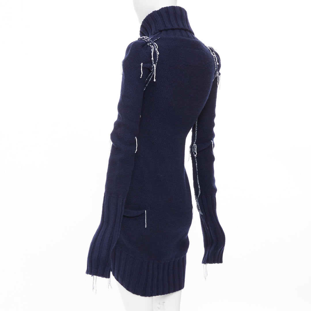 MAISON MARTIN MARGIELA H&M 2012 Re-Edition navy darted merino wool knit dress XS