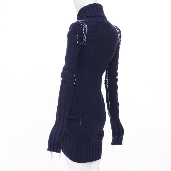 MAISON MARTIN MARGIELA H&M 2012 Re-Edition navy darted merino wool knit dress XS