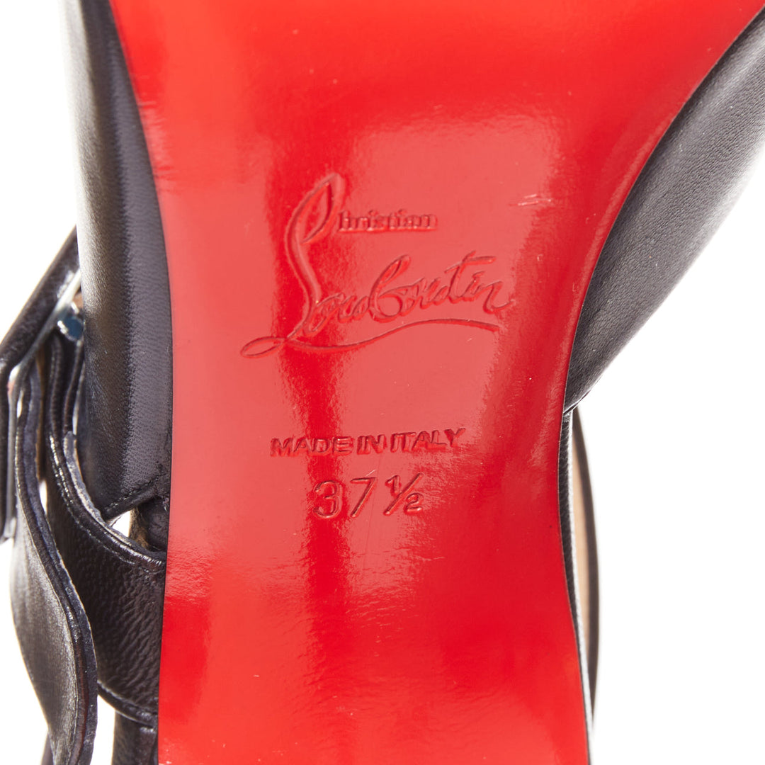 CHRISTIAN LOUBOUTIN Miyousra 100 black goat skin buckle D'Orsay pumps EU37.5