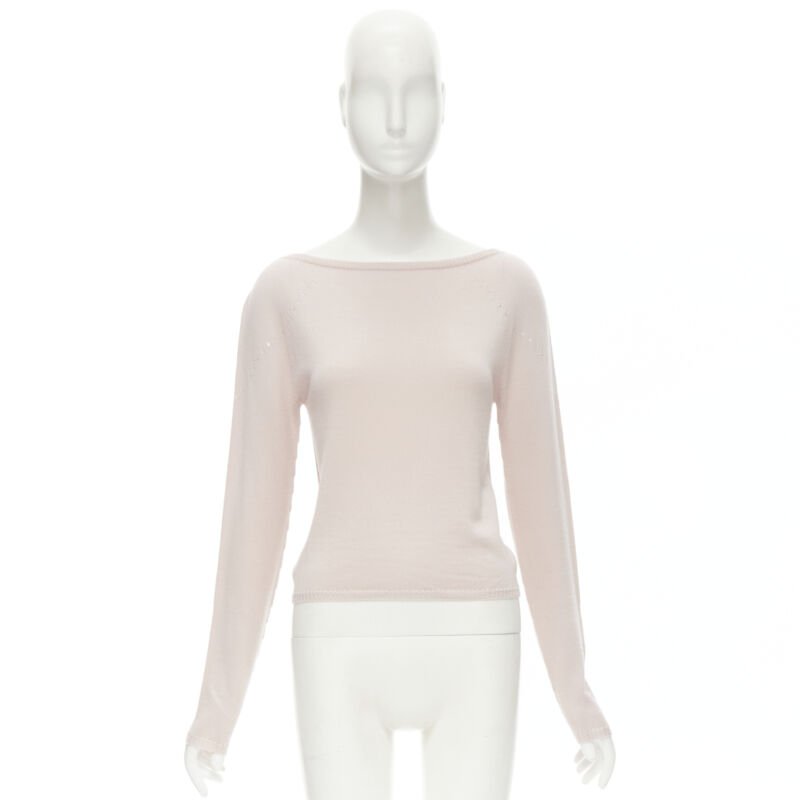 GIANNI VERSACE Vintage 100% wool pastel pink silver sequins sweater IT42 M