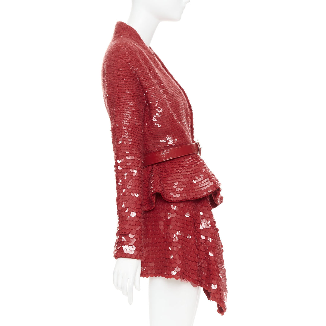 ALEXANDRE VAUTHIER COUTURE SS2022 Runway red gradient bead sequin peplum jacket