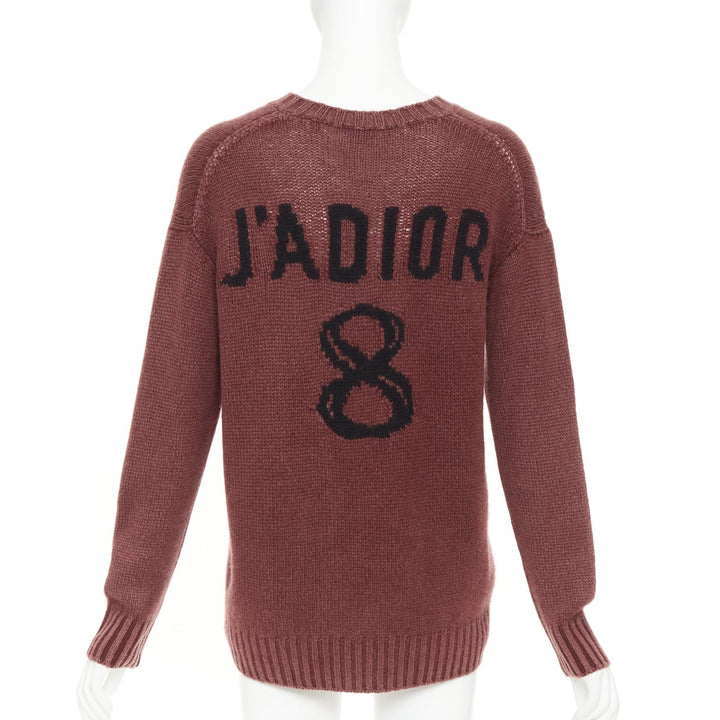 CHRISTIAN DIOR J'Adior 8 cashmere rust burgundy V-neck pullover sweater FR34 XS