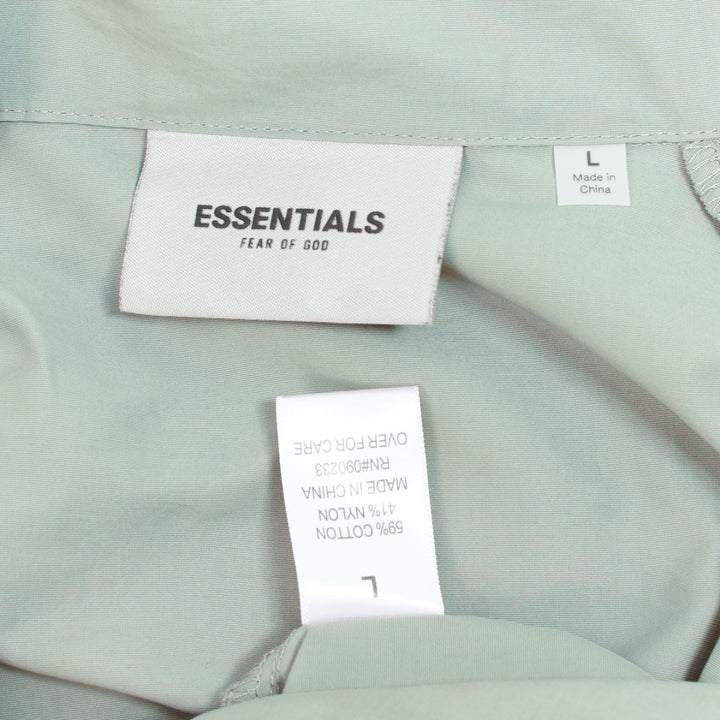 FEAR OF GOD ESSENTIALS khaki cotton nylon half zip logo pullover L